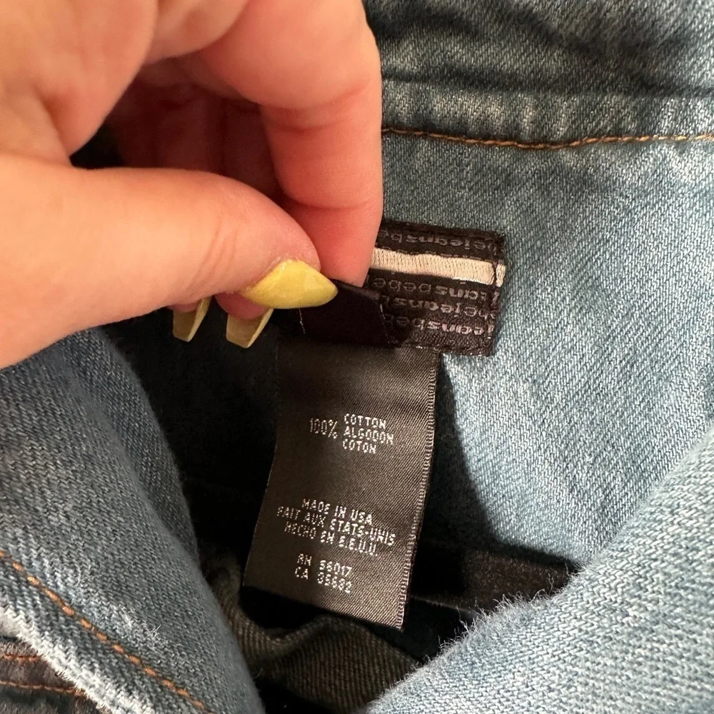 Bebe medium wash military style denim jean button fitted y2k 2000s jacket coat - Picture 4 of 5